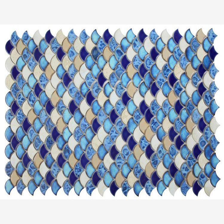 Antigua Mystic Blue 2x3 Fishscale Porcelain Mosaic