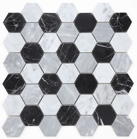 Black and White Hexagon Marble