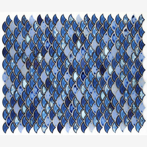 Antigua Dazzling Blue 2x3 Fishscale Porcelain Mosaic