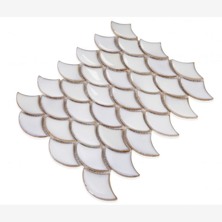 Antigua Whisper White 2x3 Fishscale Porcelain Mosaic