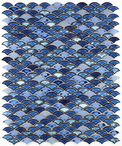 Antigua Dazzling Blue 2x3 Fishscale Porcelain Mosaic