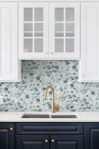 Aquatic Azul Hexagon Glass Mosaic Tile