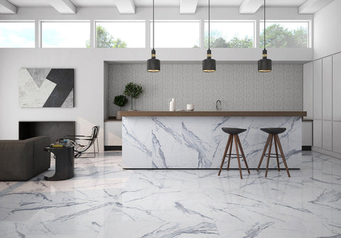 Bianco Venatino 35x35 Polished Porcelain Tile