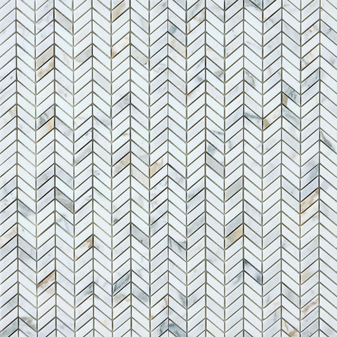 Calacatta Gold Baby Chevron Marble Mosaic Tile