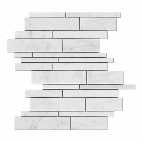 Carrara White Marble Random Strip Mosaic