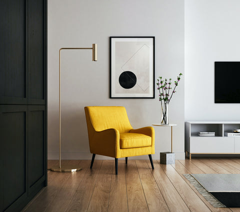 Room with citrine-colored chair