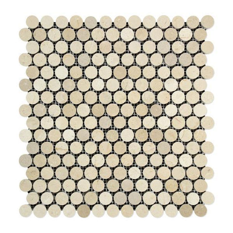 Crema Marfil Penny Round Mosaic Tile