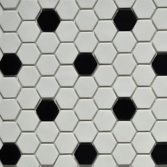 White and Black Hexagon Ceramic Mosaic Tile