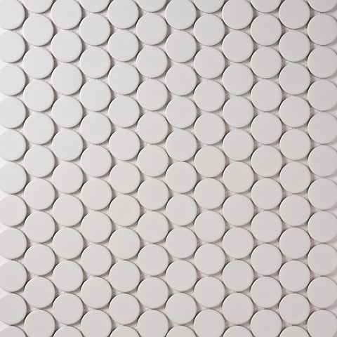 Simple White Large Penny Round Ceramic Mosaic Tile