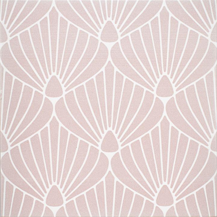 Encaustic Look Eiffel Shell Pink/White 8x8 Porcelain Tile