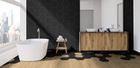 Madrid Black 9x10 Hexagon Porcelain Tile