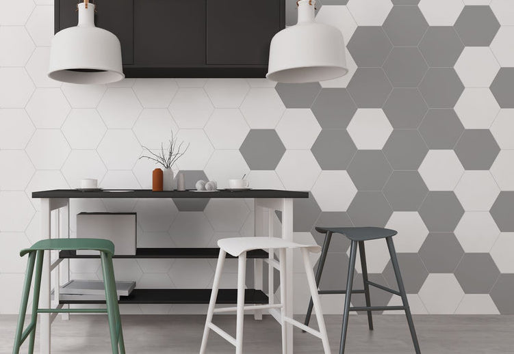 Madrid White 8x9 Hexagon Porcelain Tile