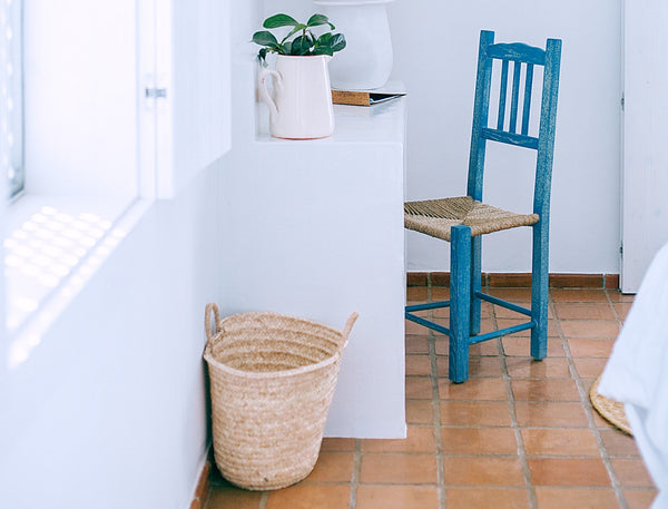 Room with orange rustic tile