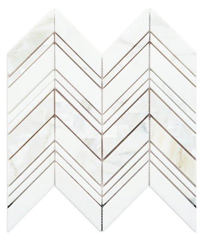 Calacatta Gold & Mother of Pearl Chevron Mosaic