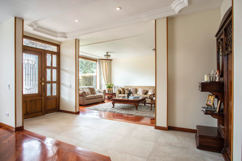 Entryway with stone tile