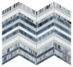 Newport Beach Wave Chevron Glass Mosaic Blend