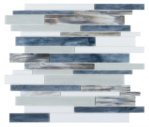 Newport Beach Linear Interlocking Glass Mosaic Blend