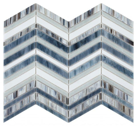 Newport Beach Wave Chevron Glass Mosaic