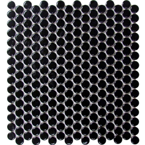 Black Penny Round Ceramic Mosaic Tile