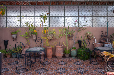 Patio with encaustic tile