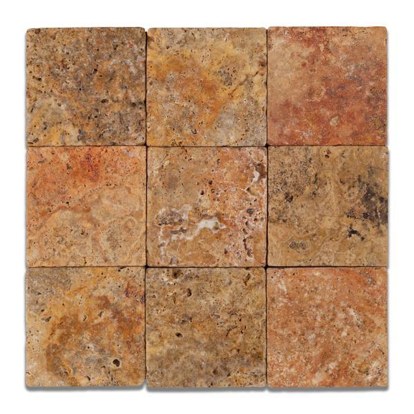 Scabos Travertine 4x4 Tumbled Field Tile