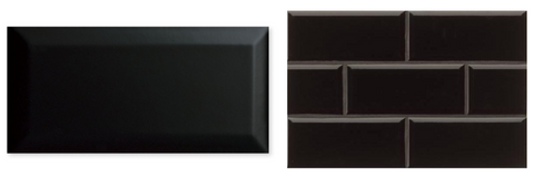 Black Beveled Glossy Ceramic Subway Tile