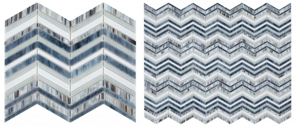 Newport Beach Wave Chevron Glass Mosaic Blend