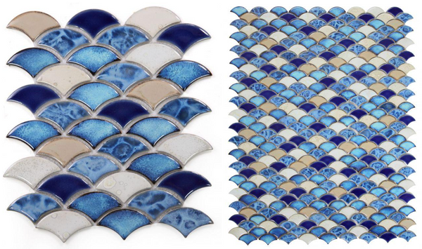 Antigua Mystic Blue Fishscale Porcelain Mosaic