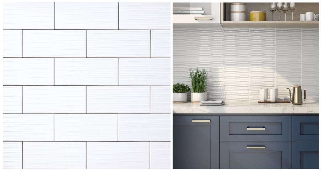 Timeless Ice White Wavy 4x10 Ceramic Tile