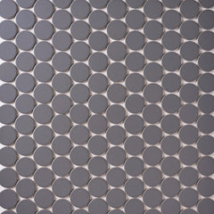 Simple Soft Gray Large Penny Round Ceramic Mosaic Tile