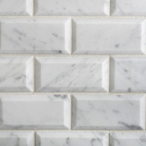 Carrara White Marble 2x4 Beveled Mosaic