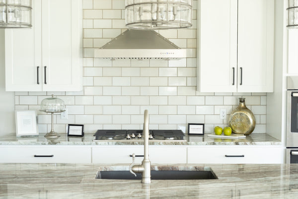 Kitchen with subway tile backsplash