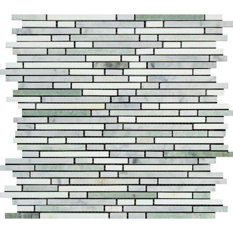 Thassos + Carrara + Green Marble Random Strips