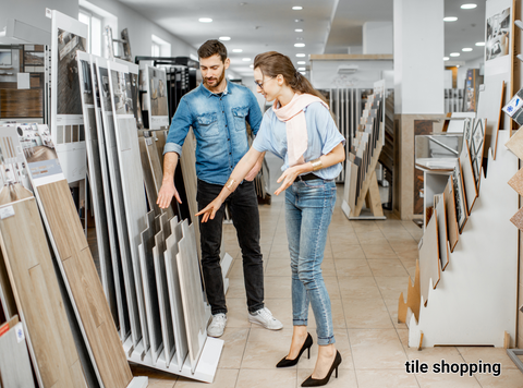 A couple shopping for tile