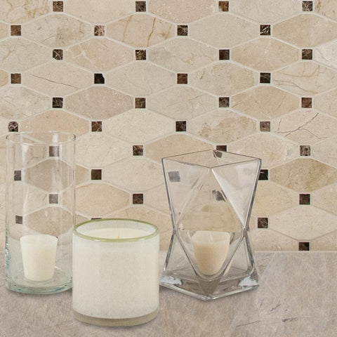 Valencia Blend Elongated Octagon Polished Marble Mosaic Tile