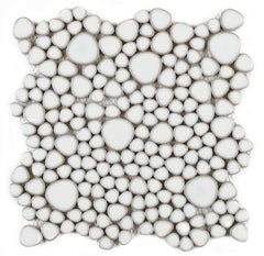 Nevis Whisper White Porcelain Pebble Mosaic