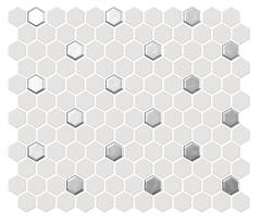 White and Silver Hexagon Ceramic Mosaic Tile